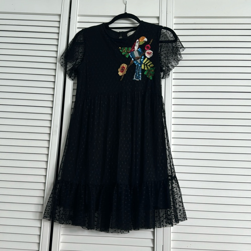 NWOT Zara Girls’ Toucan Appliqué Flutter Sleeve Tulle Dress